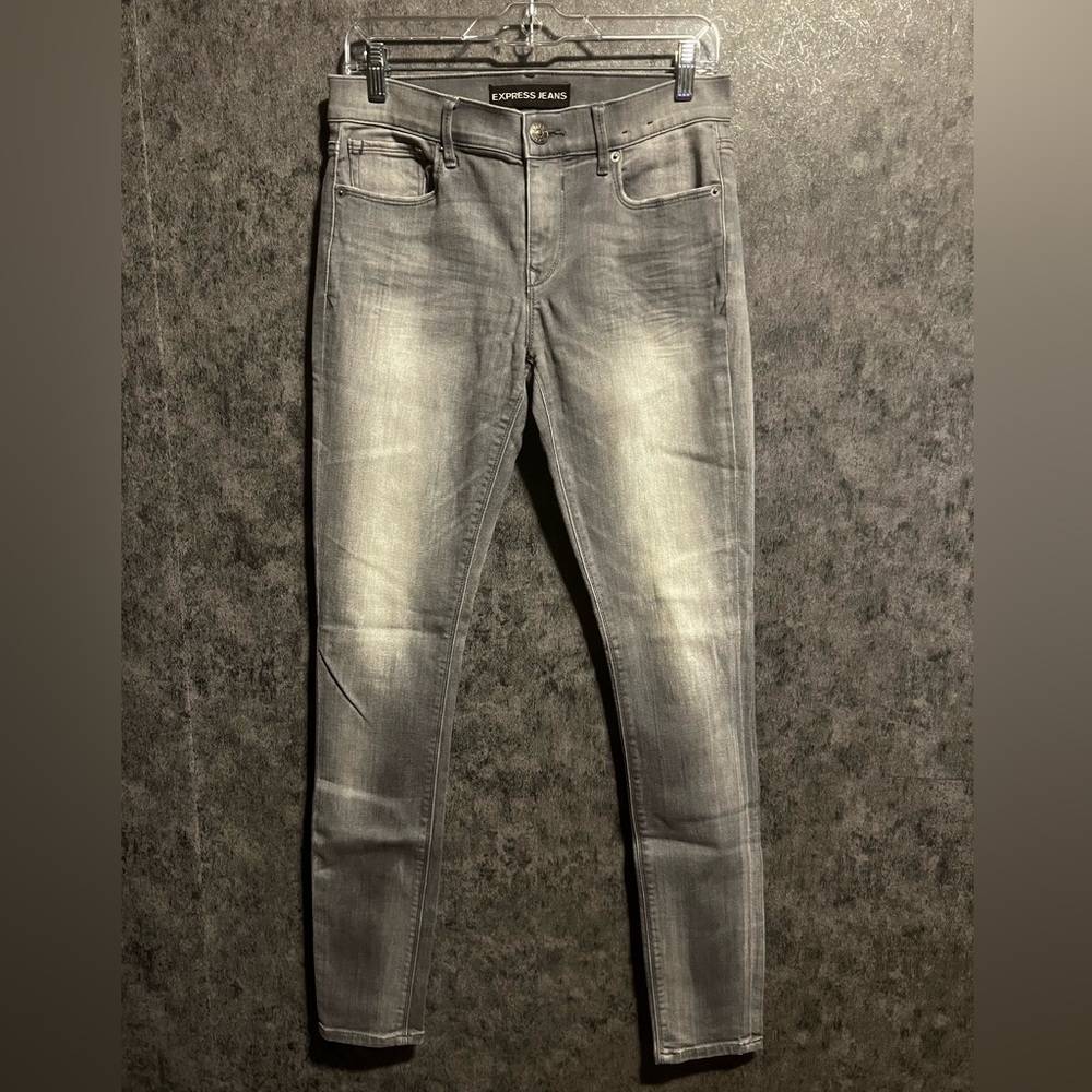 Express Mid Rise Gray Skinny Jeans